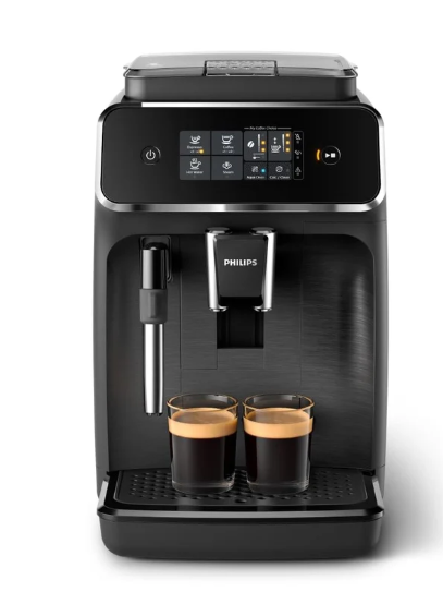 Philips 2200 Series Fully Automatic Coffee Machine - 2 coffee specialties, touch display, classic milk frother, ceramic grinder, matte black (EP2220/10)