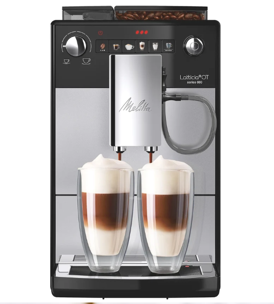 Melitta Latticia OT - Fully automatic coffee machine with milk system, coffee machine with grinder for e.g. coffee or cappuccino, silver/black