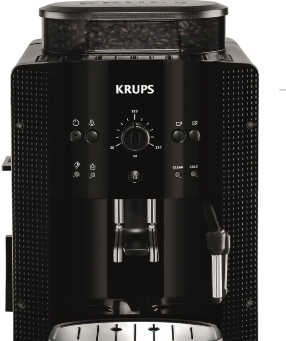 KRUPS Arabica Picto fully automatic coffee machine, compact design, easy operation, intuitively adjustable rotary control, milk frother, 2-cup function, coffee machine, black, EA810870