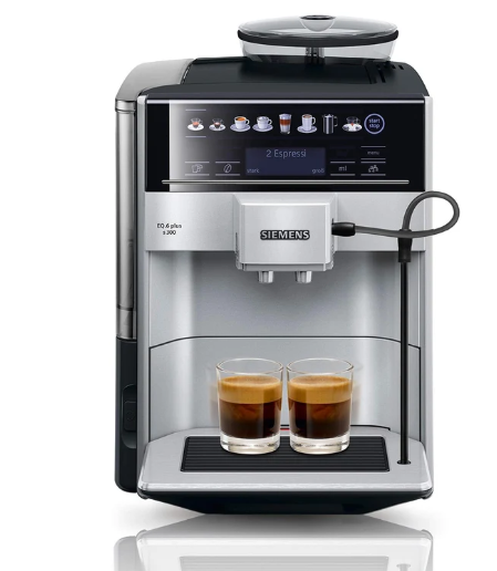 Siemens EQ6 plus s300 fully automatic coffee machine, milk system, 11 drinks, automatic cleaning of the milk system, ceramic grinder, large touch display, silver, TE653501DE