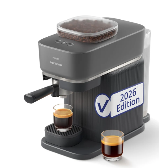 Philips Baristina Espresso Machine – Automatic grinding, tamping & brewing, 16 bar, coffee machine with grinder & portafilter, easy cleaning, espresso & café crema, black-grey (BAR305/60)